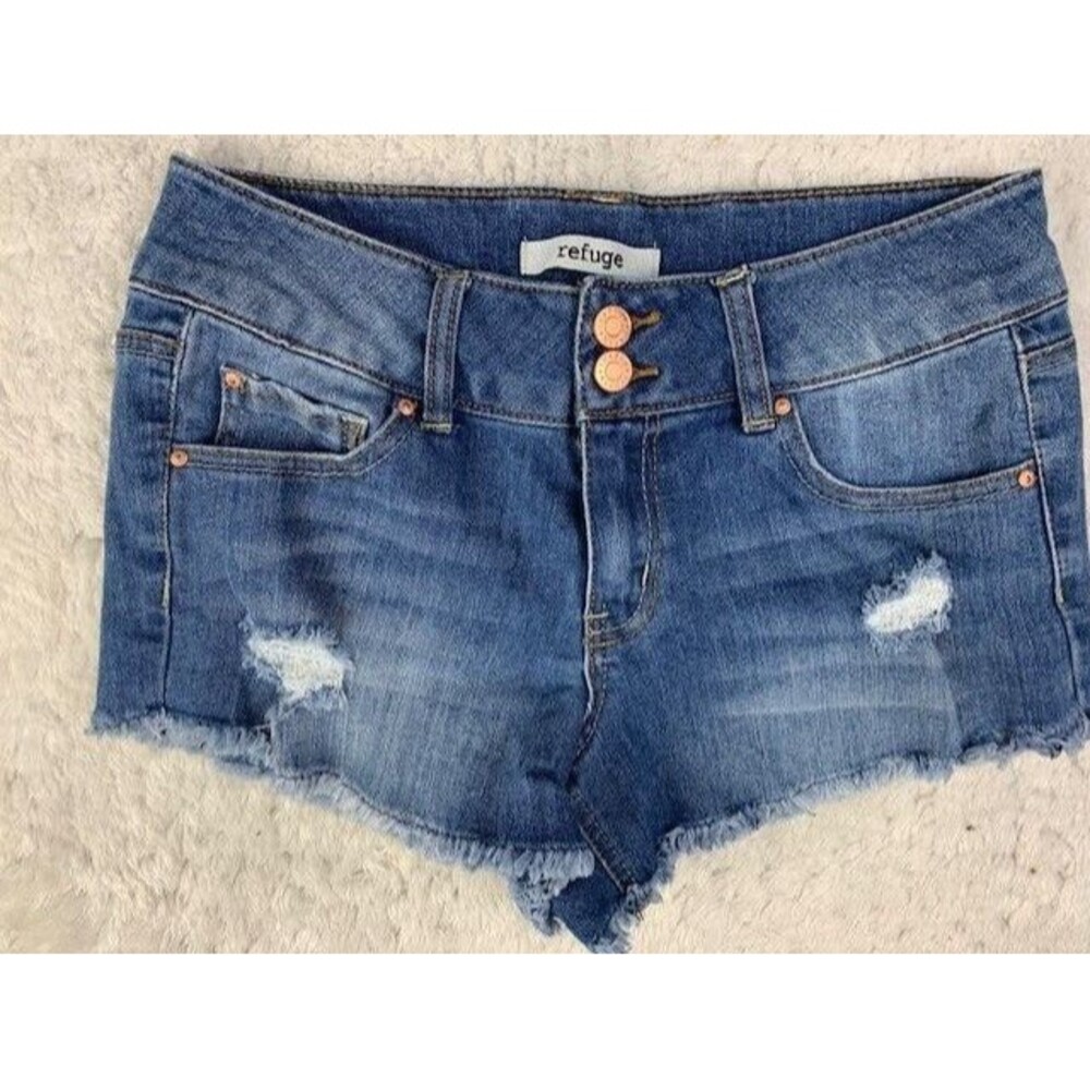 Refuge Size 2 Womens Shorts Cut Offs Low Rise Distressed Stretch
